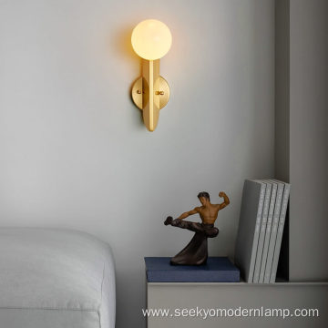 Antique Brass Modern Glass Wall Lamp For Hotel